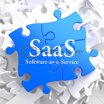 SAAS. Puzzle Information Technology Concept.