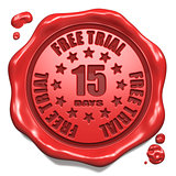 Free Trial 15 Days- Stamp on Red Wax Seal.