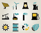 Electricity, power and energy icon set.