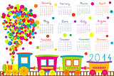 2014 calendar with cartoon train 