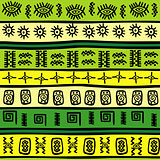 Background with green and yellow tribal ornaments