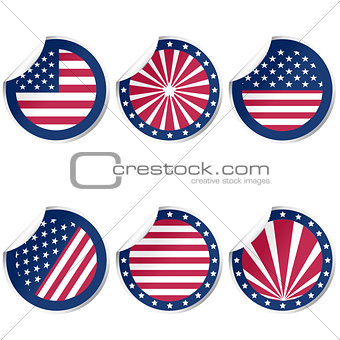 Round stickers with USA flag