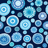 Seamless background with blue abstract flowers