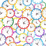 Seamless pattern with colorful clocks 
