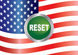 Government Shutdown Reset Button with US Flag Illustration