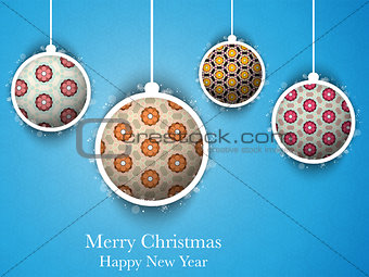 Merry Christmas Flower Balls with Retro Background