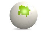 White round puzzle with green