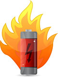 battery on fire illustration design over white