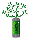 tree growing from the battery illustration design