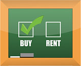 Buy not rent blackboard concept illustration design
