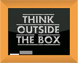 think outside the box title blackboard illustration