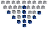 Blue arrow made of 3d cubes - leader concept