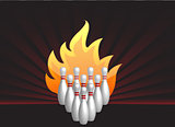 bowling pins on fire illustration