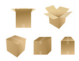 Set of cardboard boxes isolated over white. Vector file availabl