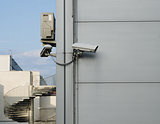 A CCTV camera at the corner of the building