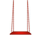 Swing hanging on red chains