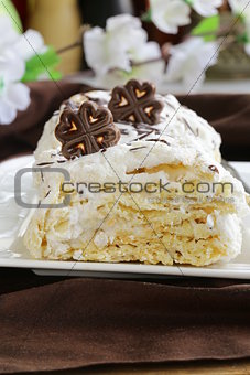 white layer cake with custard (Napoleon)