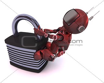 Android with padlock