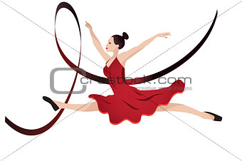 Vector illustration of young woman dancing