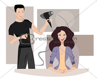Woman at hairdresser
