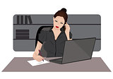Vector illustration of  young woman on a phone