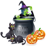Halloween Cartoon Witch Scene