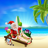 Christmas Santa Tropical Beach Scene