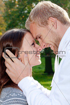 happy young couple embracing