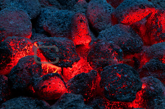 red-hot coals