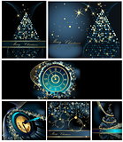 Merry Christmas background collections gold and blue