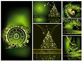  Merry Christmas background collections gold and green