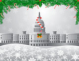 Washington DC Capitol Christmas Scene Illustration