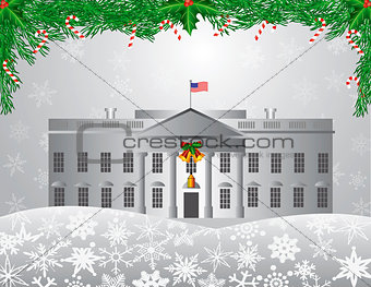 Washington DC White House Christmas Scene Illustration