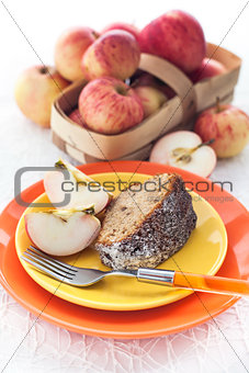 Piece of homemade apple bundt cake