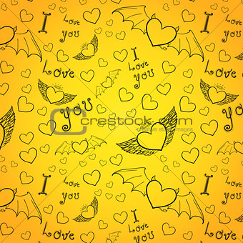 love you seamless black on yellow