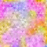 Abstract yellow pink triangle background with curls