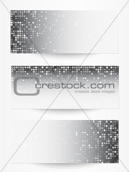 Set of banners with gray circles