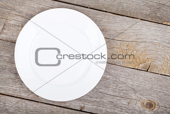 Empty plate on wood table
