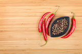 Red hot peppers and peppercorn