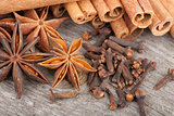 Anise, cinnamon and clove spices
