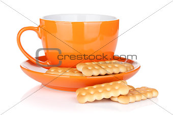 Cup of drink with crackers
