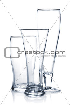 Empty beer glass set