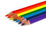 Many colored pencils as rainbow