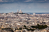 Aerial View on Montmartre Hill and Sacre-Coeur Church, Paris, Fr