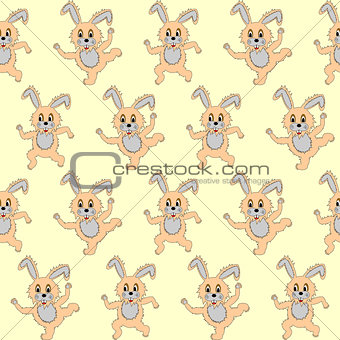Design seamless pattern with cartoon rabbits