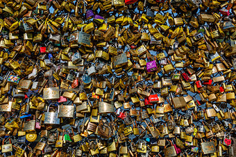 Love Padlocks at Pont des Arts in Paris, France