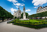 Notre Dame de Paris Garden on Cite Island, Paris, France