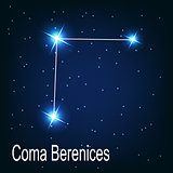 The constellation "Coma Berenices" star in the night sky. Vector
