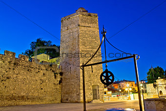 Zadar stone tower night view