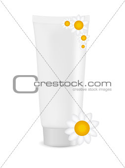 White cream tube with natural sign vector illustration